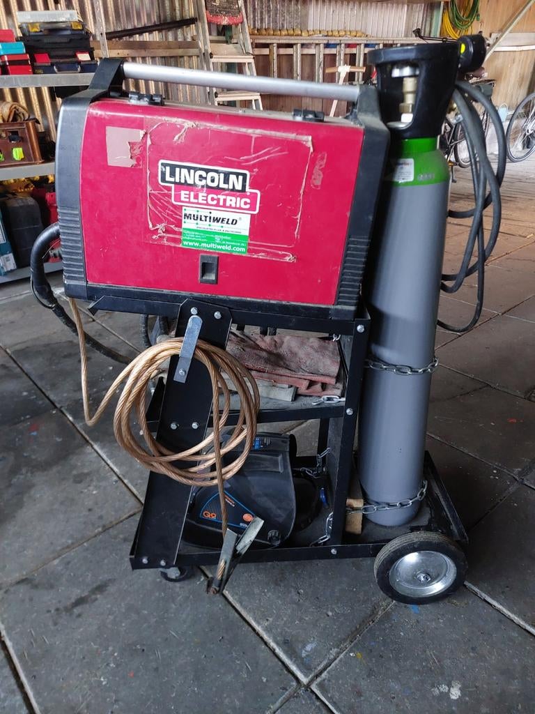 Lincoln lasapparaat 220V compleet met gasfles en laskap, Doe-het-zelf en Verbouw, Gereedschap | Lasapparaten, Ophalen, Gebruikt