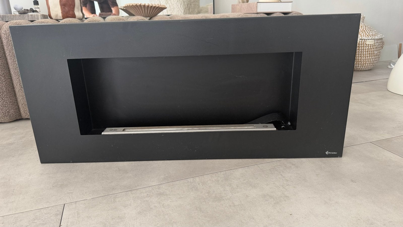 Kratki Flat Bio-ethanol Sfeerhaard Zwart (90x40 cm), Huis en Inrichting, Ophalen, Zo goed als nieuw, Inbouwhaard, Overige soorten