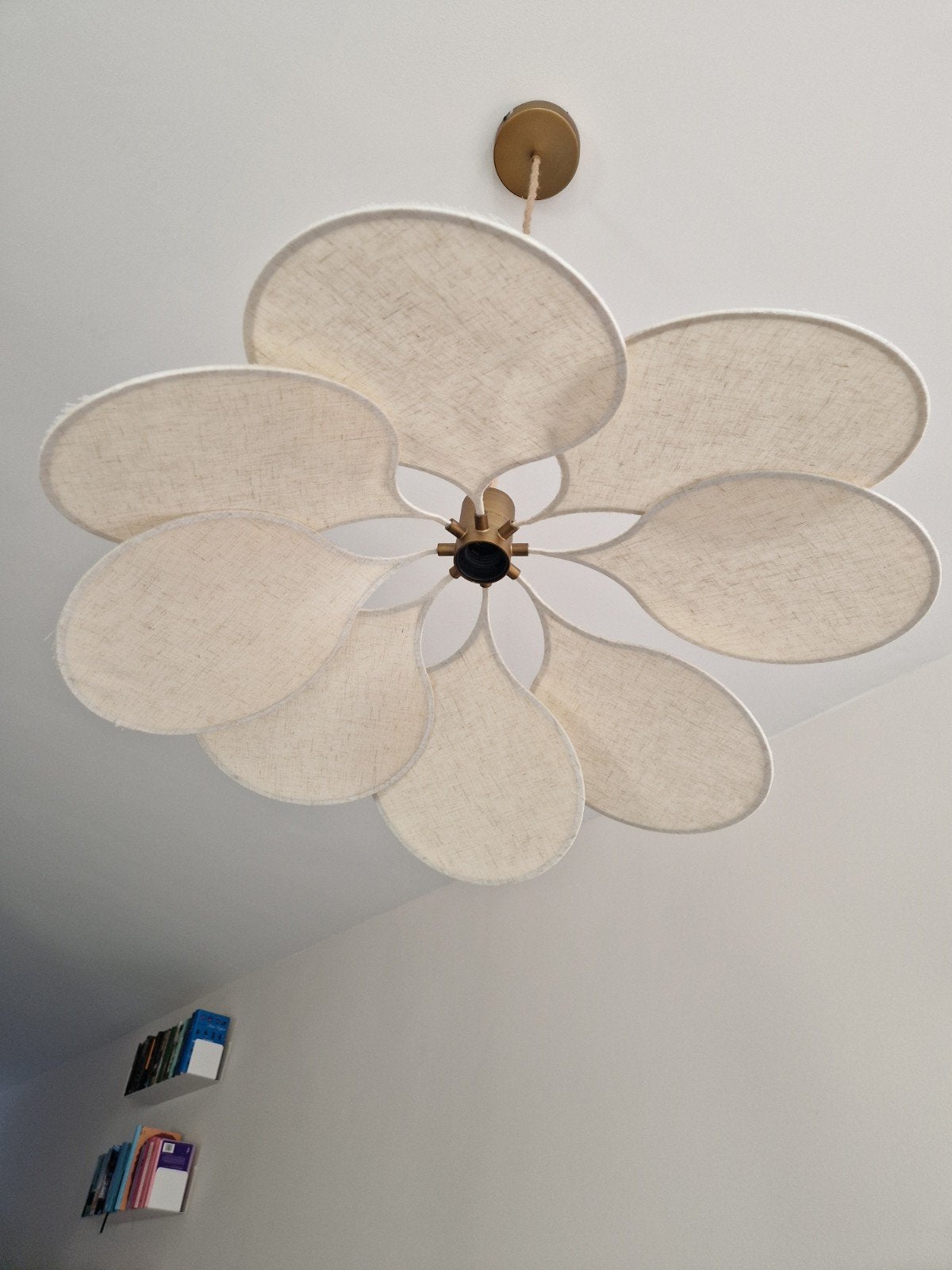 Creme kleurige hanglamp, doorsnee 55 cm, Ophalen, Gebruikt, Metaal