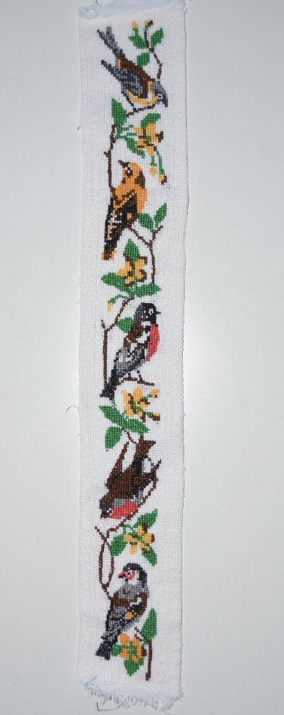 Vintage geborduurd Schellekoord met vogels & bloemen, Verzenden, Gebruikt, Decoratieobject