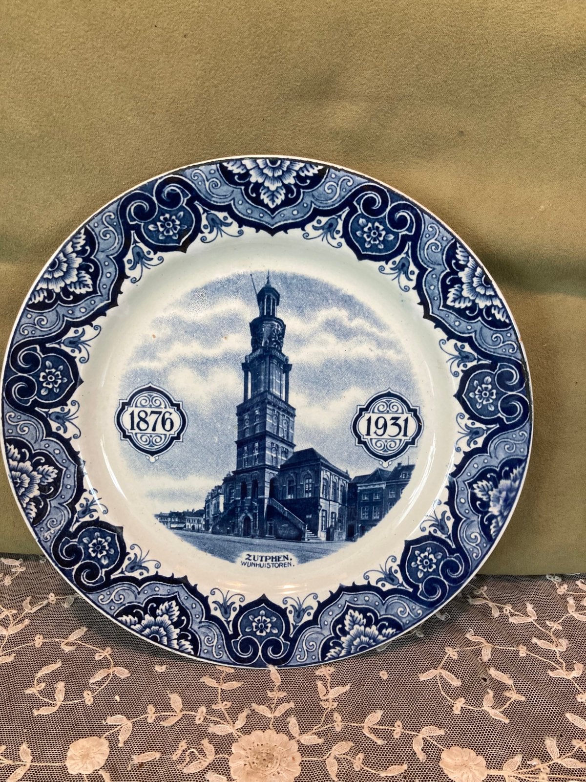 Wandbord Zutphen SCM, blauw (060925), Antiek en Kunst, Antiek | Wandborden en Tegels, Ophalen of Verzenden