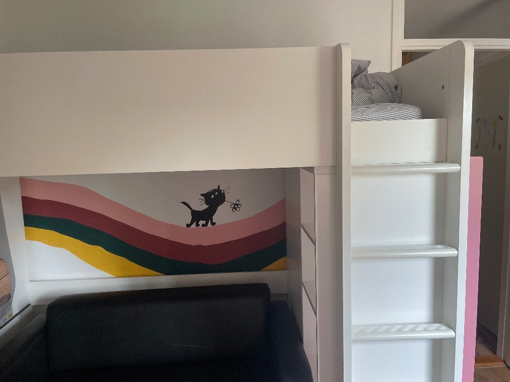 Ikea hoogslaper smästad met bureau, Gebruikt, Eenpersoons, Ophalen of Verzenden, 200 cm