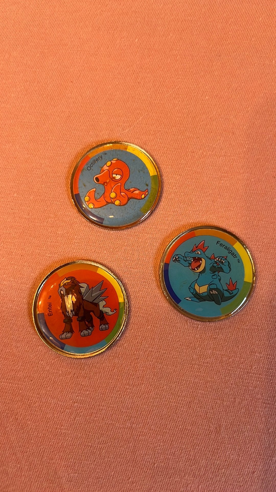 Pokémon Coins 2001 – Entei, Octillery & Feraligatr, Verzenden, Gebruikt, Overige typen