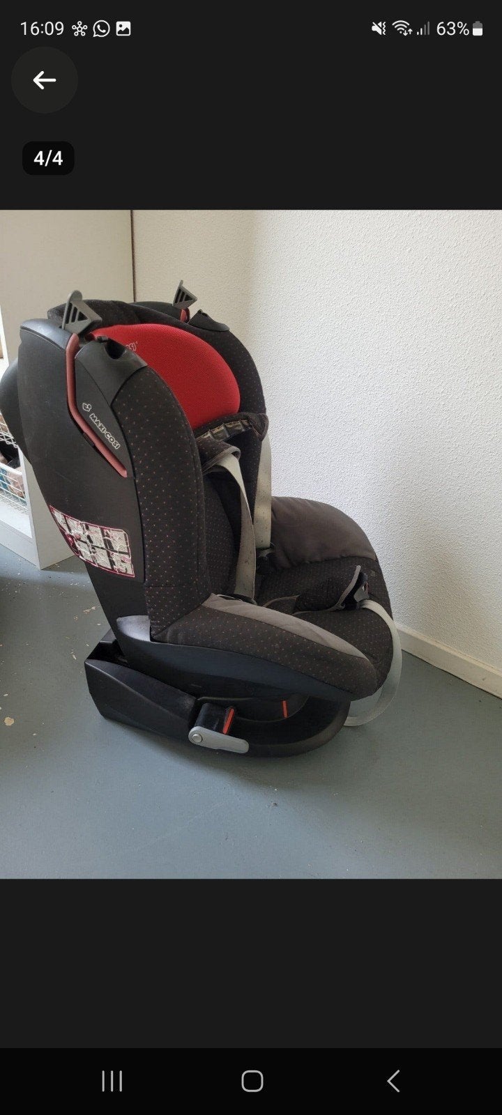 Maxi-Cosi Tobi autostoel - Zwart/Rood, Ophalen, Verstelbare rugleuning, 9 t/m 18 kg, Maxi-Cosi