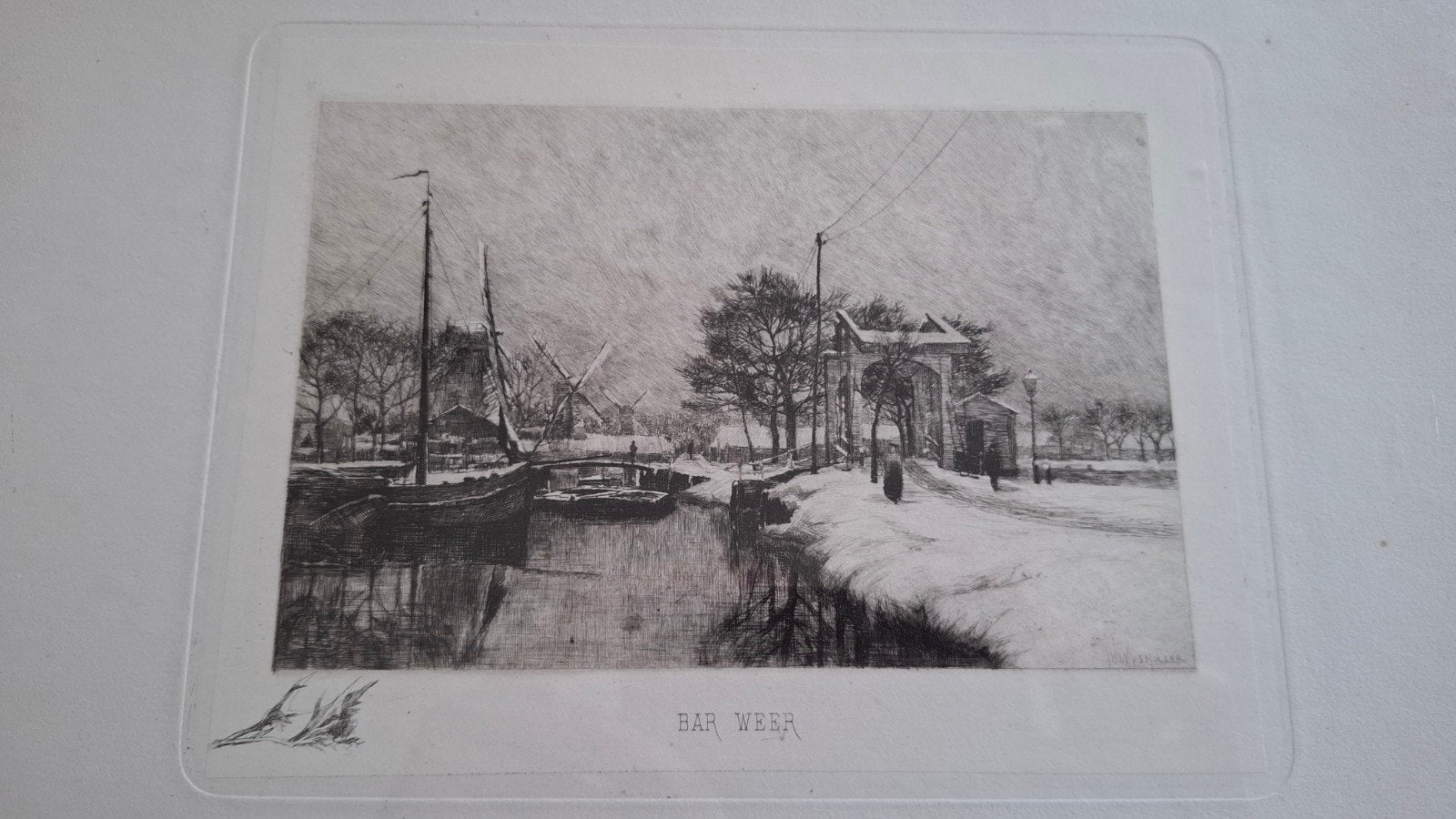 JH Wysmuller. Ets 'Bar Weer' - Winterlandschap, Ingelijst, Ets, Ophalen of Verzenden, Landschap