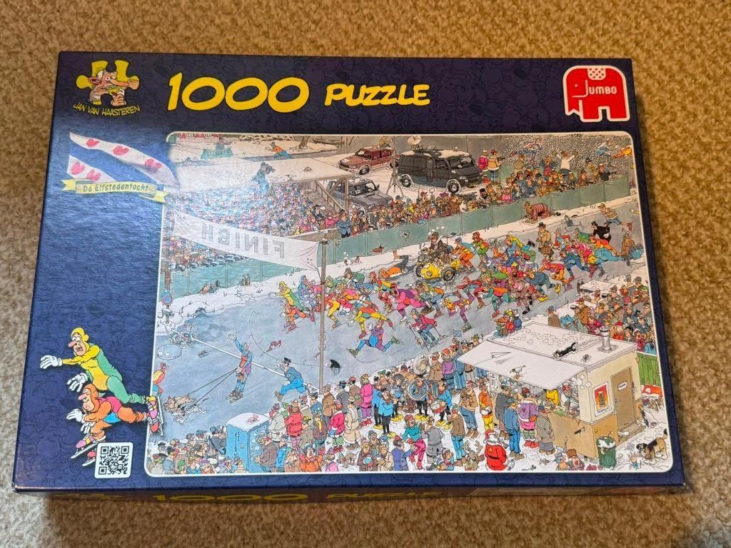 Jan van Haasteren puzzel - 1000 - De Elftstedentocht, Verzenden, 500 t/m 1500 stukjes, Gebruikt, Legpuzzel