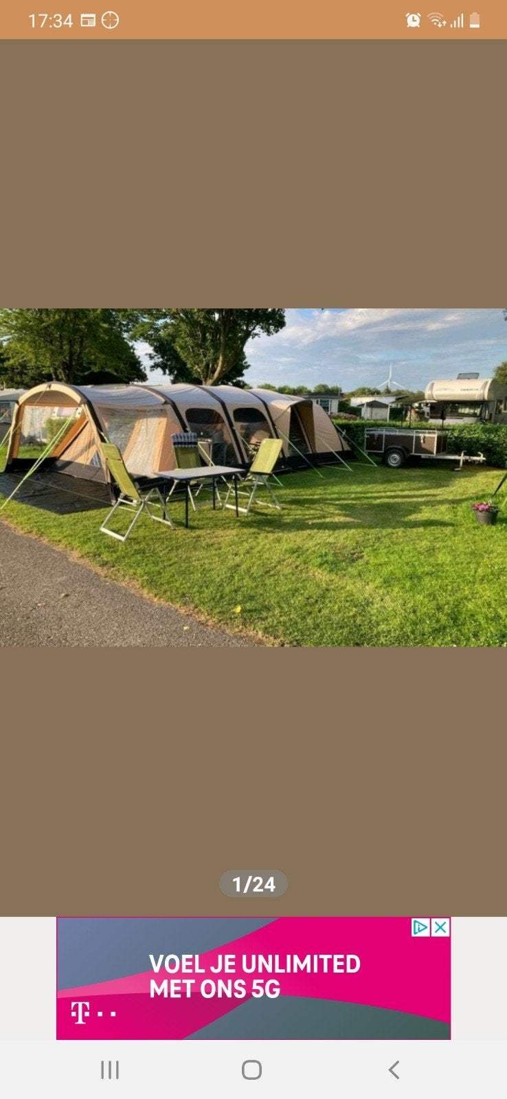 Kampa Studland 8 Air tent met speciaal gemaakte luifel, Caravans en Kamperen, Ophalen