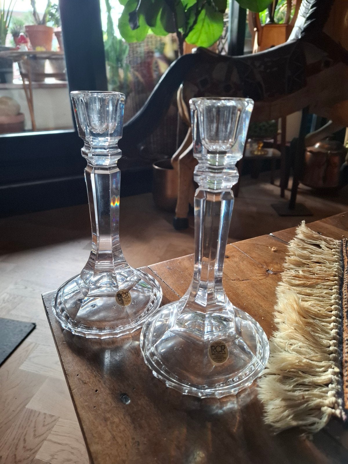 Twee kristallen kandelaars, Ophalen of Verzenden, Kristal