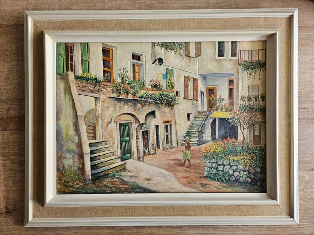 Schilderij met mediterrane voorstelling 59 x 47 cm, Ophalen of Verzenden