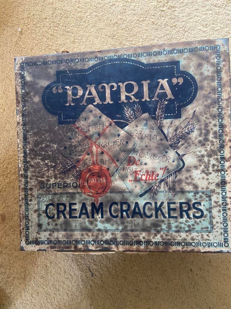 Blik Patria cream crackers blik, Verzenden, Gebruikt, Overige, Overige merken