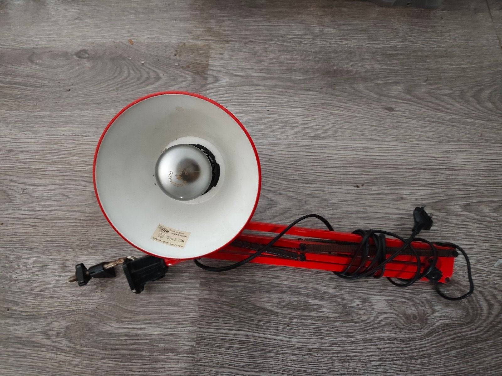 Vintage Rode Klemlamp / Bureaulamp, Ophalen, Gebruikt