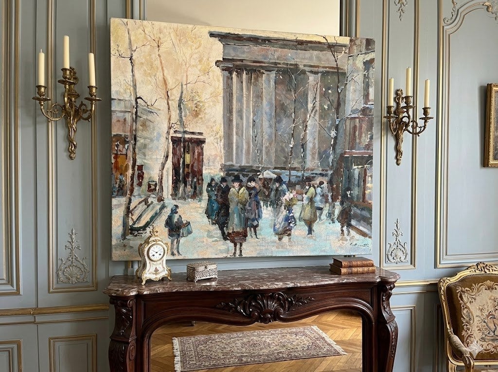 Fraai Schilderij Parijs Geschilderd door K. Burnett, Antiek en Kunst, Ophalen, Acrylverf, Doek, Impressionistisch