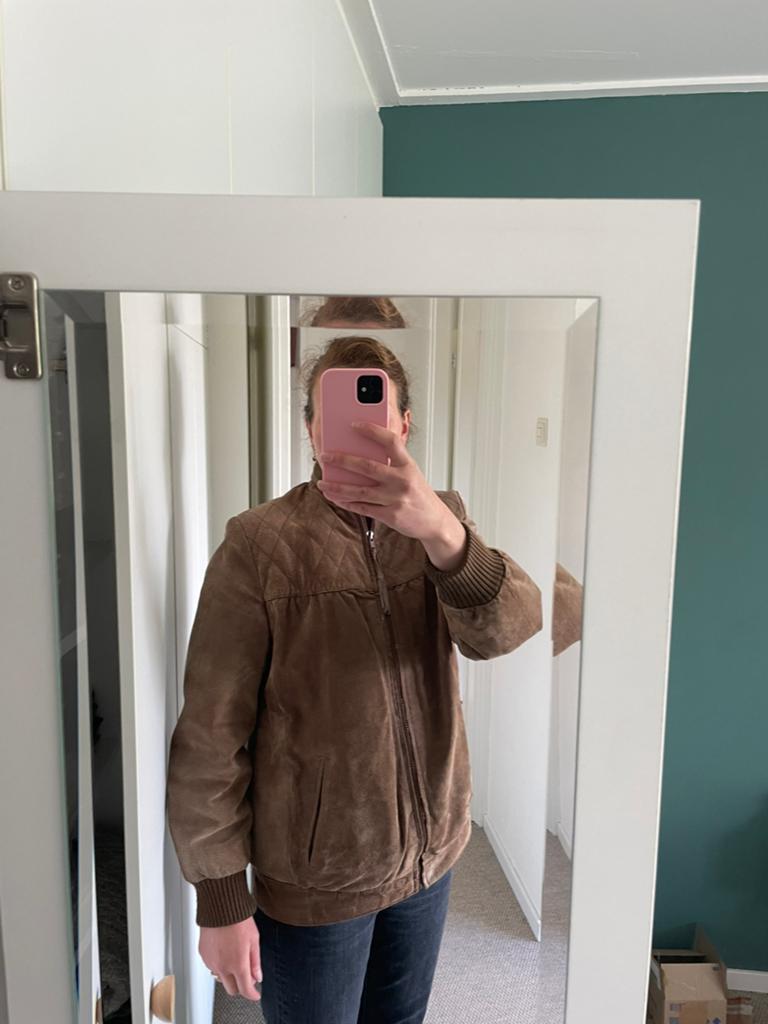 Vintage leren jas, Kleding | Dames, Jasjes, Kostuums en Pakken, Ophalen of Verzenden, Gedragen, Bruin