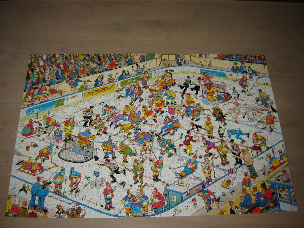 Puzzel Jan van Haasteren IJSHOCKEY 1500 st., Ophalen of Verzenden, 500 t/m 1500 stukjes, Zo goed als nieuw, Legpuzzel
