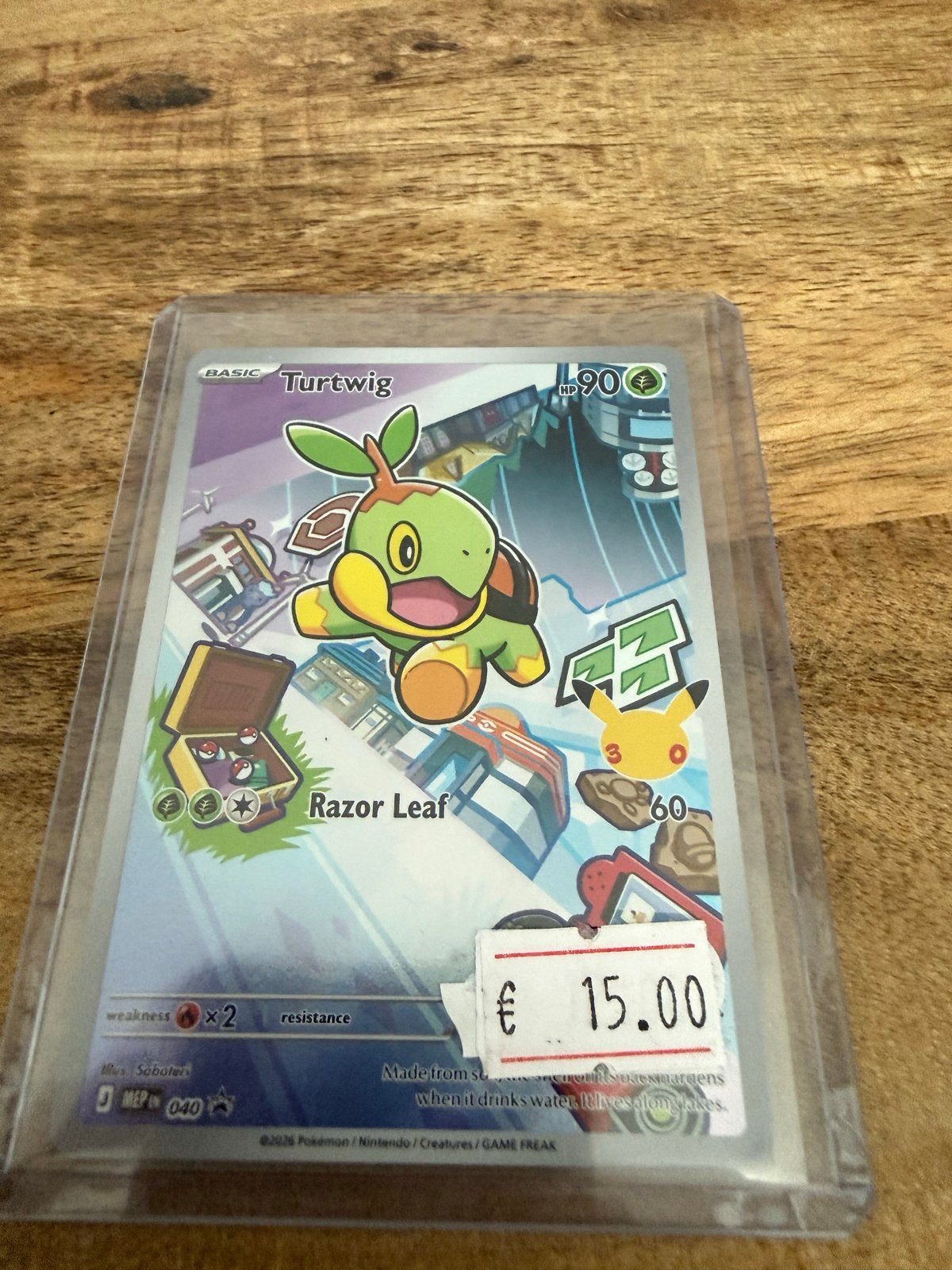 Pokémon Kaart Turtwig Basic HP90 - Razor Leaf, Ophalen of Verzenden, Zo goed als nieuw, Losse kaart