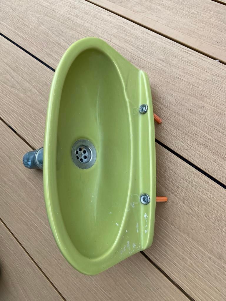 Groen retro fonteintje, Ophalen, Gebruikt, Steen, Wastafel