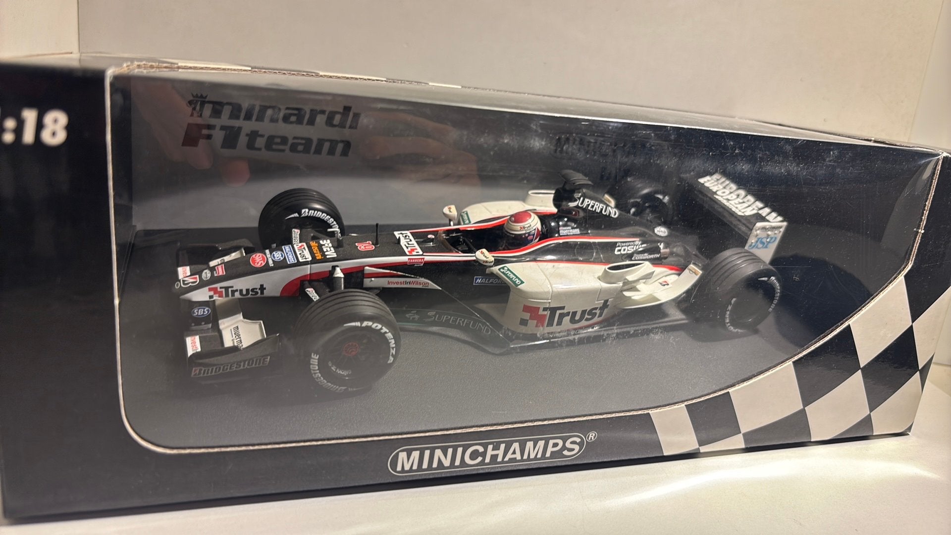 F1 minardi cosworh ps03 j.verstappen minichamps 1.18, Ophalen of Verzenden, A, A, A