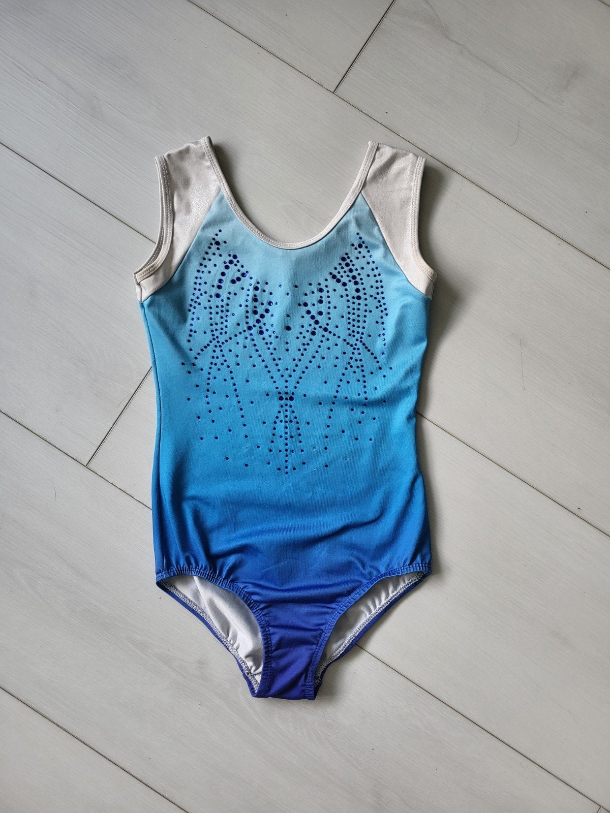 Turnpakje maat 140, Sport en Fitness, Turnen, Gebruikt, Blauw, Turnpak(je), Kindermaat 122 t/m 140