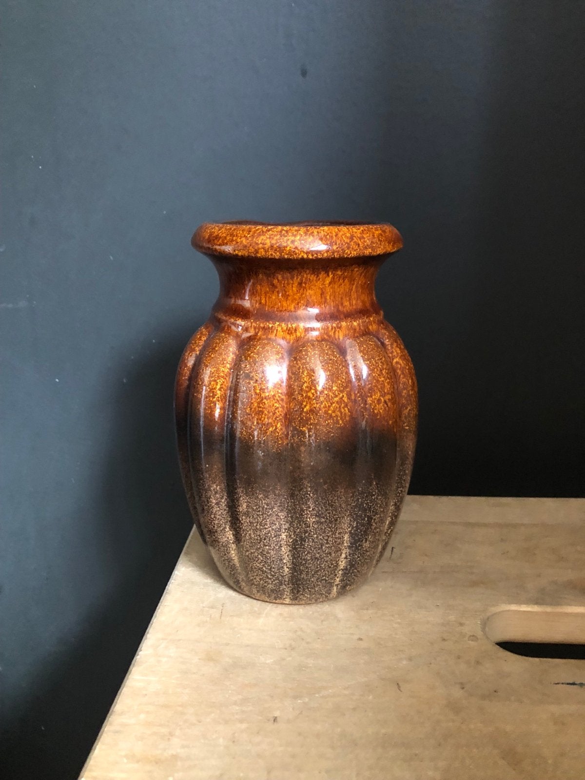 West Germany Scheurich Pumpkin vaas  292-15 bruin oranje, Huis en Inrichting, Woonaccessoires | Vazen, Ophalen of Verzenden, Bruin