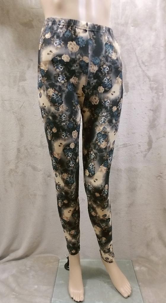 Legging Bleu Roses One Size (076), Kleding | Dames, Leggings, Maillots en Panty's, Legging, Overige kleuren, Nieuw, Ophalen of Verzenden