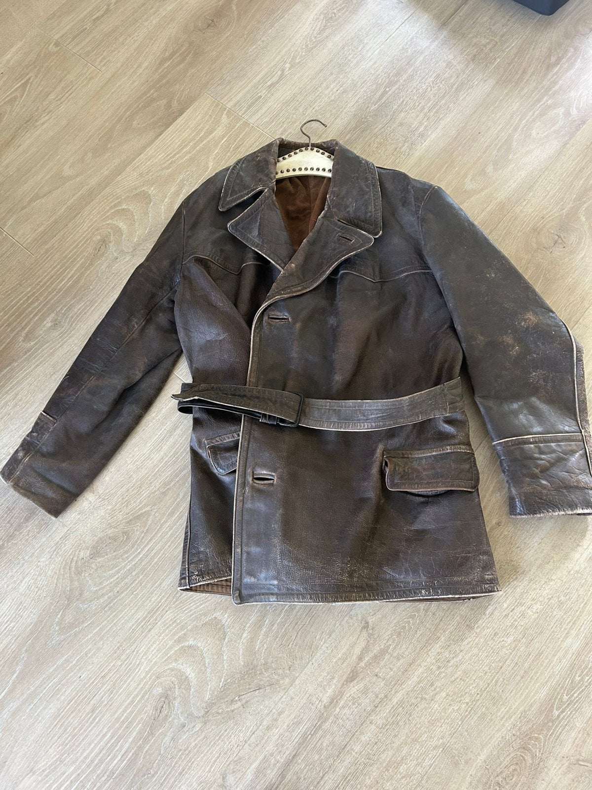 Bruin korte oude leren motorjas, Ophalen of Verzenden, Tweedehands, Jas | leer