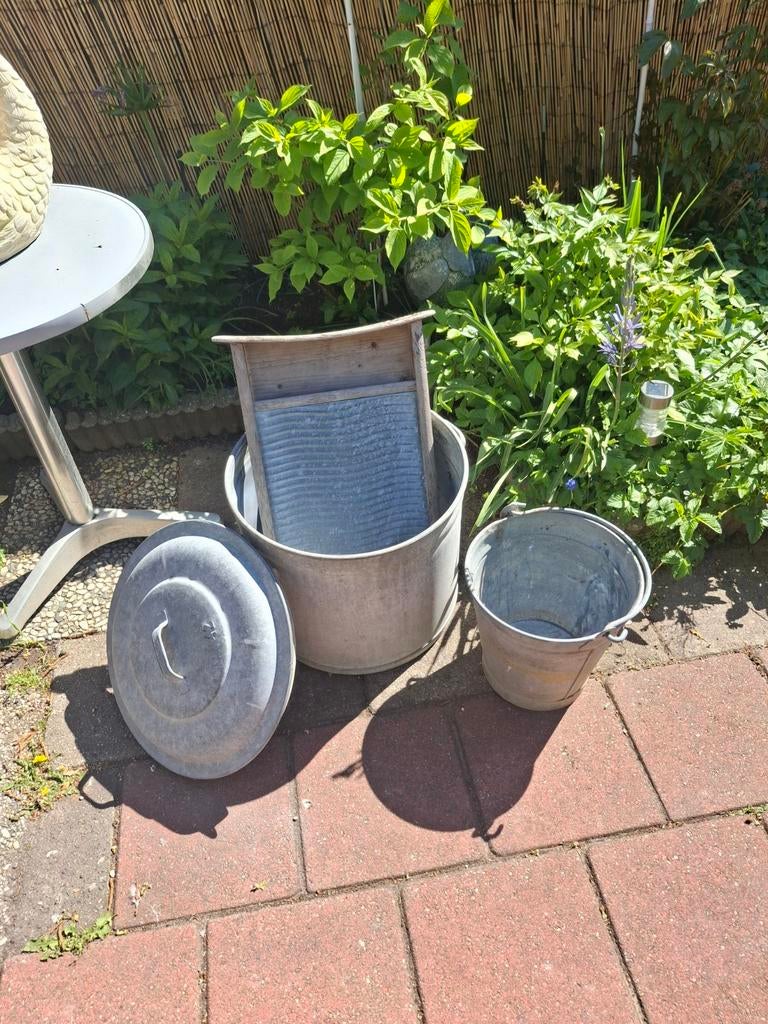 Vintage Wastobbe met Wasbord en Emmer, Antiek en Kunst, Ophalen of Verzenden