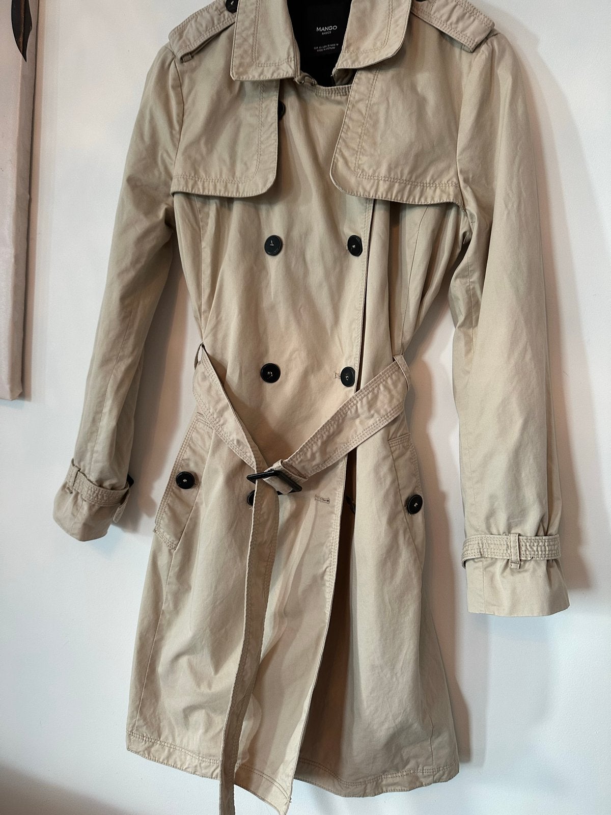 Mango Basics Trenchcoat Maat M, Ophalen of Verzenden, Zo goed als nieuw, Maat 38/40 (M), Beige