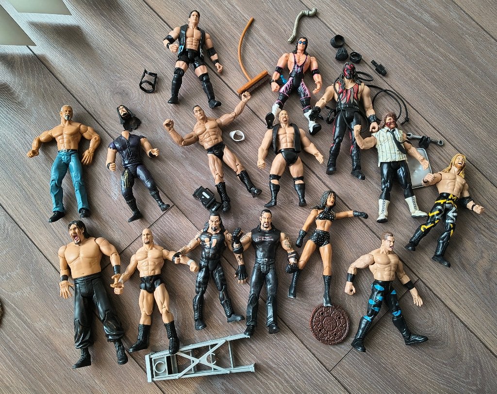 Jakks WWE WWF Action figures Undertaker - Steve Austin etc., Ophalen of Verzenden, Gebruikt