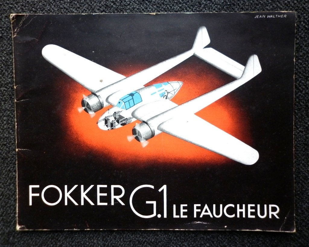 Fokker G1 jachtkruiser brochure uniek le faucheur, Ophalen of Verzenden, Luchtmacht, Nederland, Boek of Tijdschrift