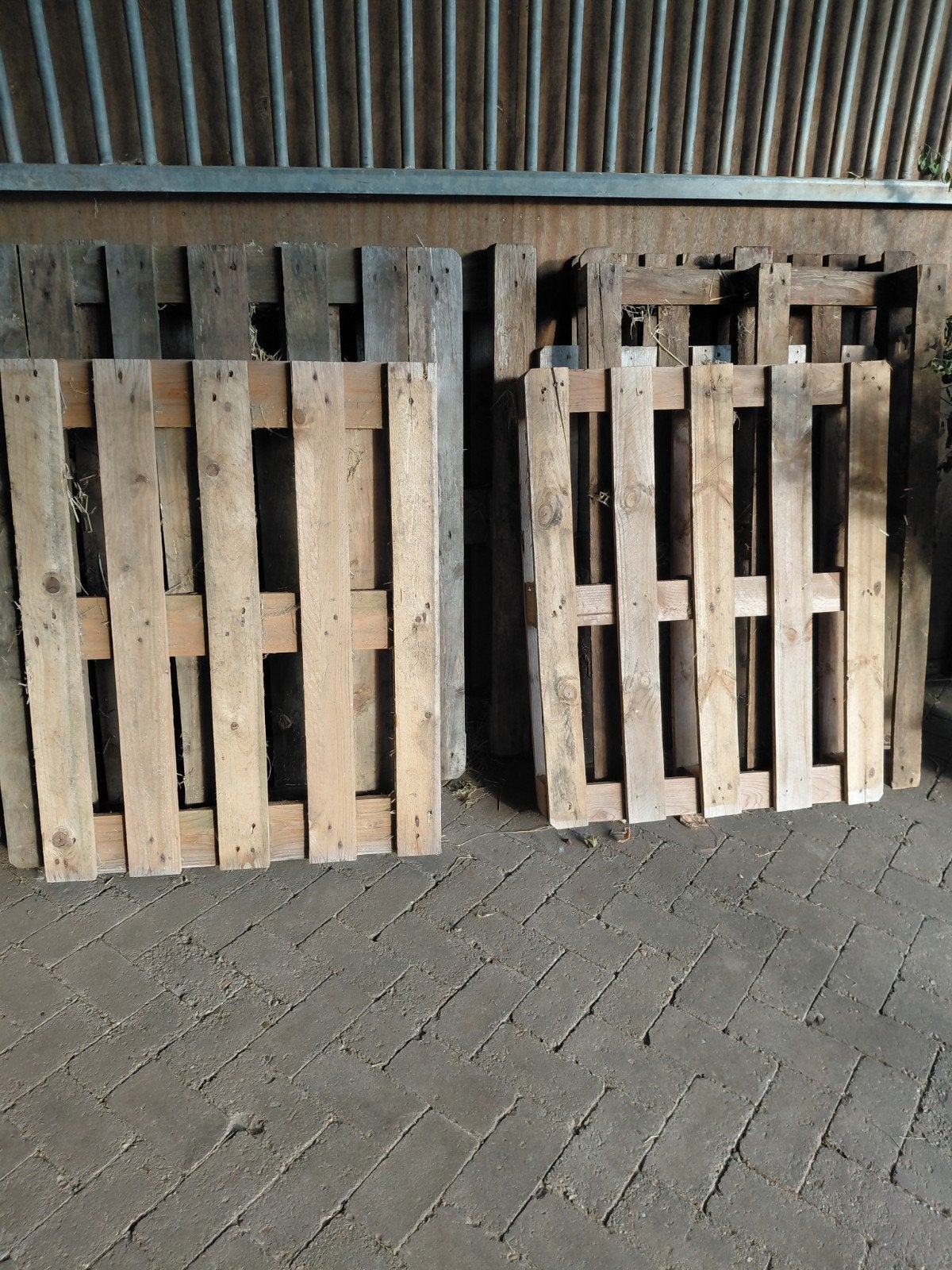 6 of 7 gebruikte houten pallets, Doe-het-zelf en Verbouw, Hout en Planken, Ophalen, Gebruikt, 50 mm of meer, Pallet