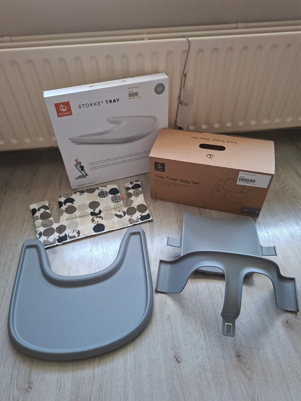stokke tripp trapp babyset² + tray + kussen | storm grey, Ophalen of Verzenden, Meegroeistoel, Afneembaar eetblad