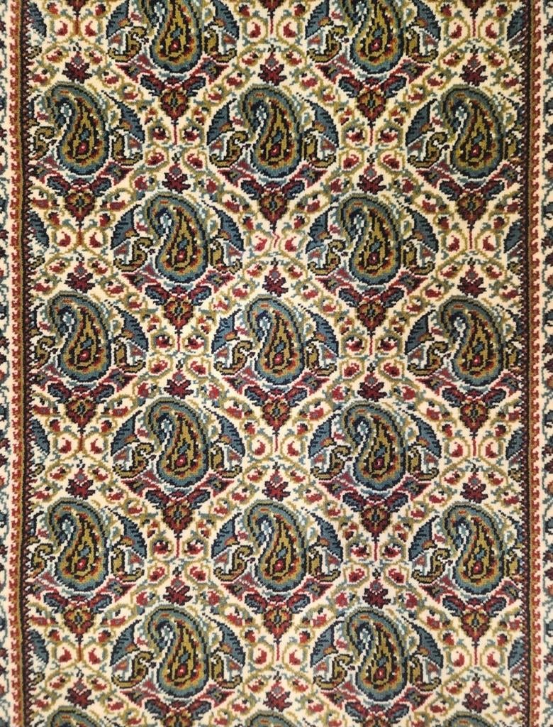Vintage Perzisch tapijt met Paisley-patroon petrol 74x135cm, Crème, 100 tot 150 cm, Onbekend, Zo goed als nieuw