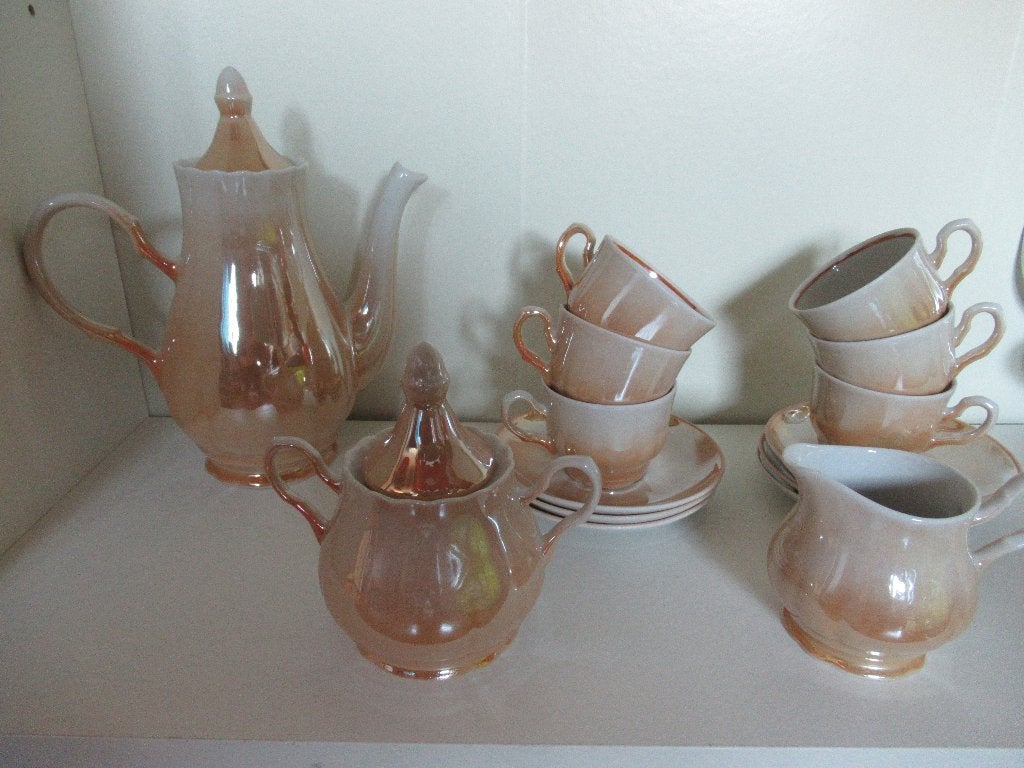 Parelmoer koffieservies voor 6 personen, Ophalen of Verzenden