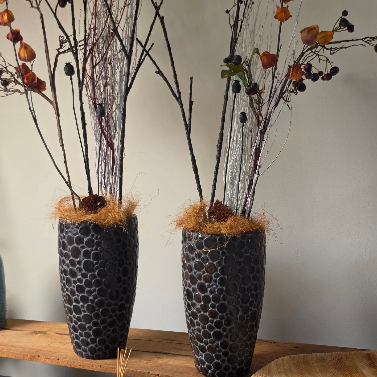 2 Grote Herfst Kunstboeketten met Vazen - 150cm Hoog, Ophalen, Binnen, Kunstbloem, Handgemaakt