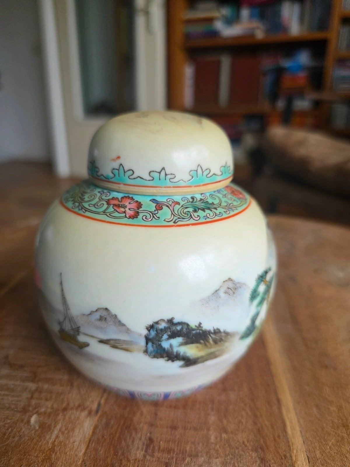 Chinese porseleinen gemberpot – landschap en kalligrafie – 1, Ophalen of Verzenden