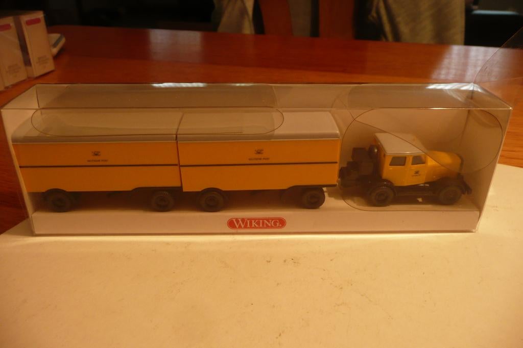 Wiking Hanomag trekker en 2 wagens Deutsche Post in OVP, Ophalen of Verzenden, Nieuw, Bus of Vrachtwagen, Wiking
