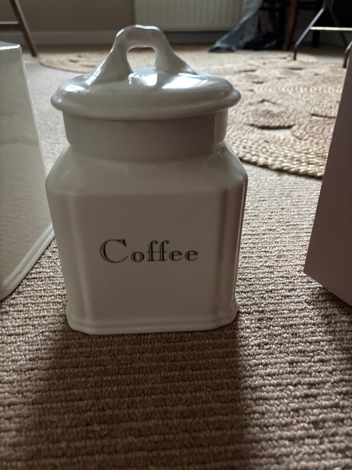 Set van 4 vintage voorraadpotten: Koffie, Thee, Suiker, Koek, Ophalen of Verzenden