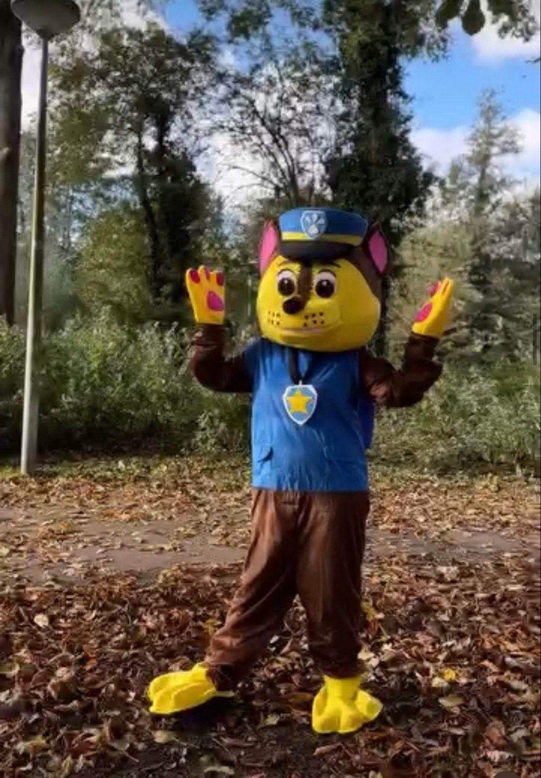 Chase Paw Patrol mascotte kostuum - Ideaal voor evenementen, Ophalen, Gebruikt, Pak of Jurk