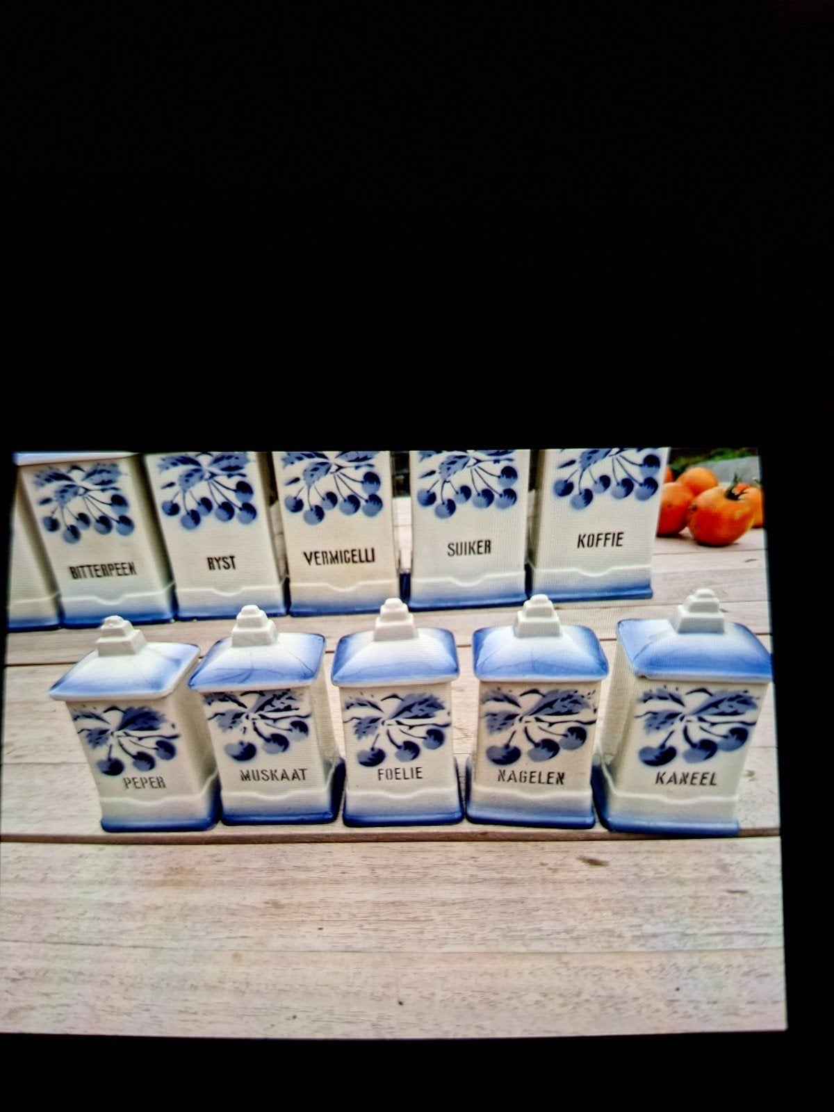 Vintage Delfts Blauw Keukenset: 11 Kruidenpotjes, Antiek en Kunst, Ophalen of Verzenden