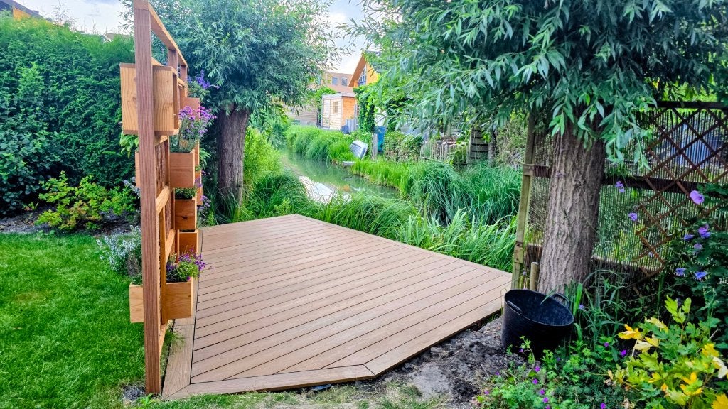 Composiet vlonderplanken + bevestigingsmateriaal (Teak), Tuin en Terras, Terrasdelen en Vlonders, Ophalen, Nieuw, Composiet