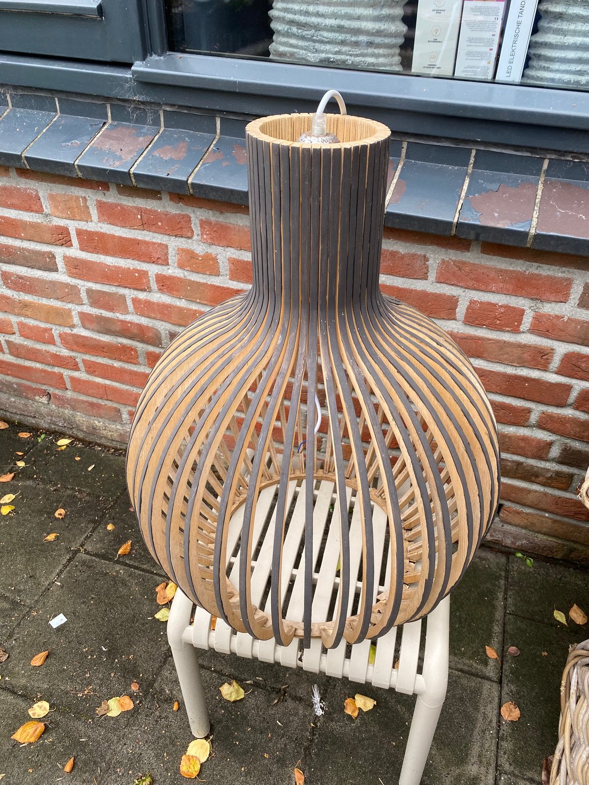 Houten hanglamp, Huis en Inrichting, Lampen | Hanglampen, Ophalen, Gebruikt, Hout