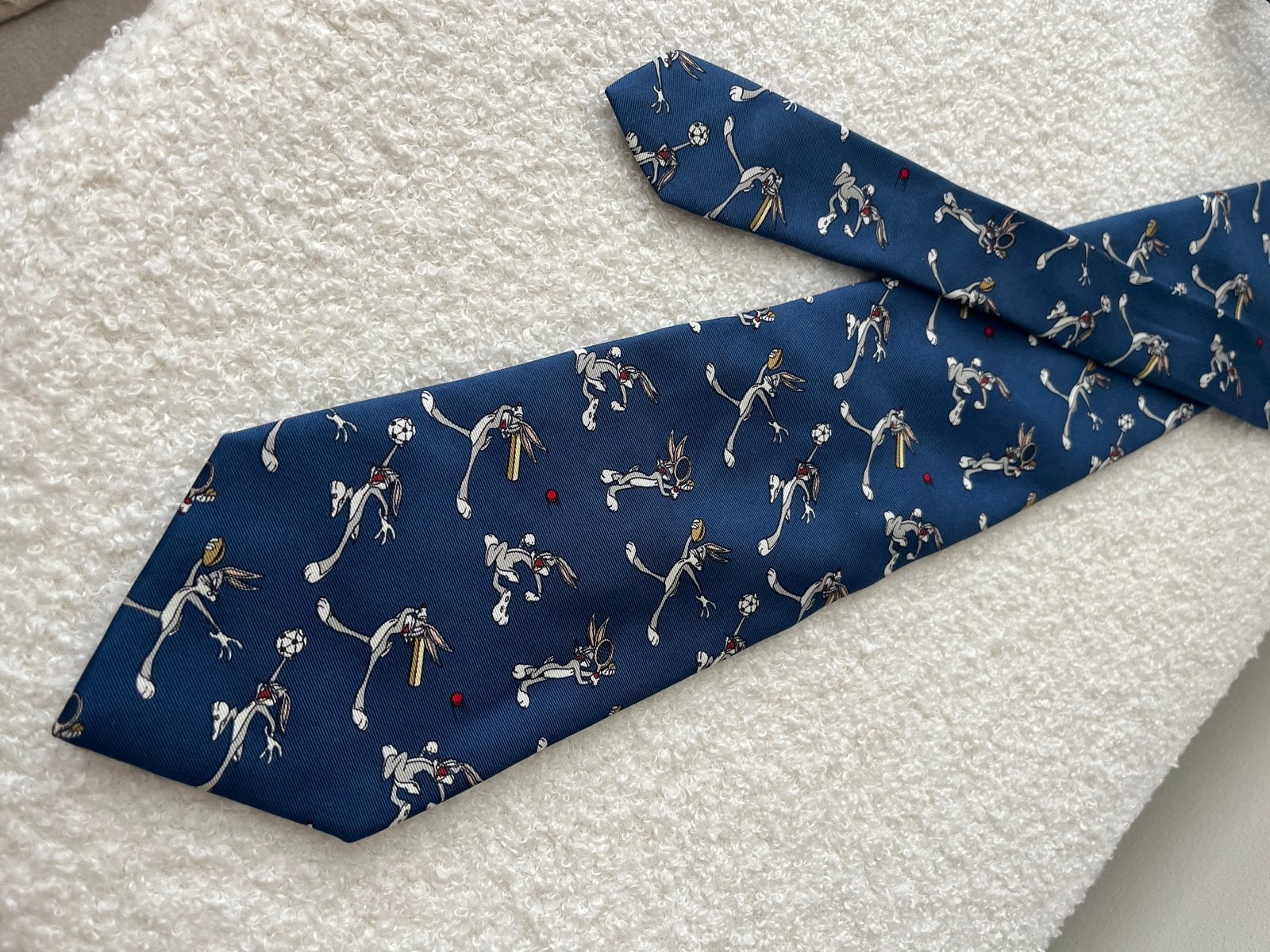Looney Tunes Bugs Bunny zijden stropdas, Ophalen of Verzenden, Zo goed als nieuw, Blauw, Met patroon