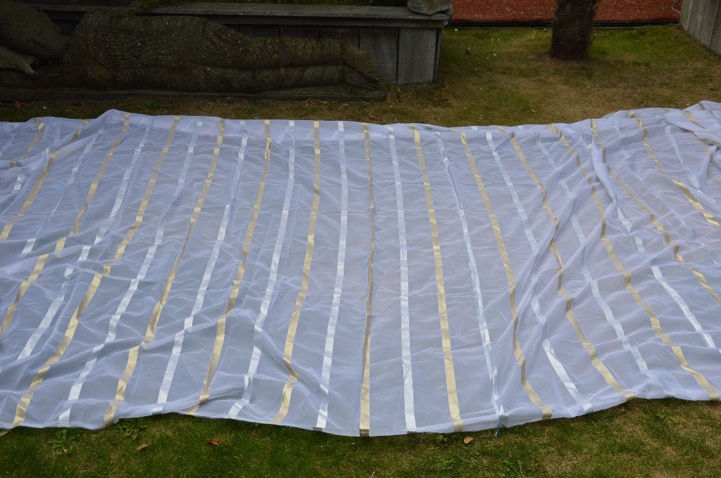 grote lap stof voile stof met gouden en zilveren strepen 5mt, Hobby en Vrije tijd, Stoffen en Lappen, Overige materialen, Meerkleurig