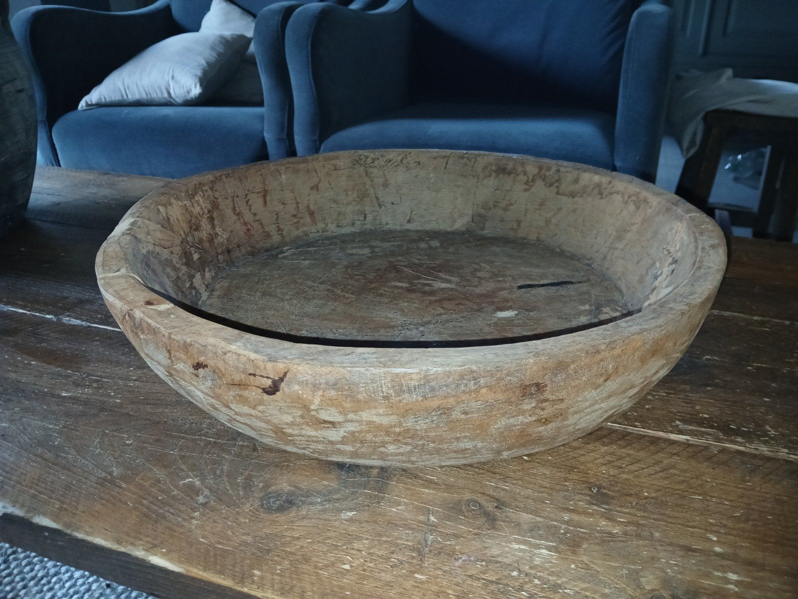Rustieke Oude Houten Schaal, Ophalen, Zo goed als nieuw, Rond, Hout
