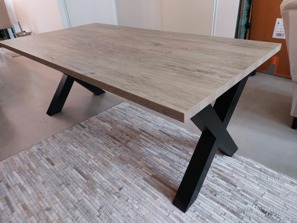 Eettafel met zwarte kruispoot, 190x100x76 cm. Lees goed!, Gebruikt, 50 tot 100 cm, Vijf personen of meer, 150 tot 200 cm