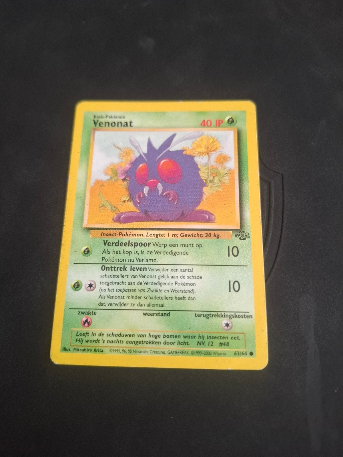Venonat Pokémon kaart (Basis-Pokémon, 40 IP), Ophalen of Verzenden, Gebruikt, Losse kaart