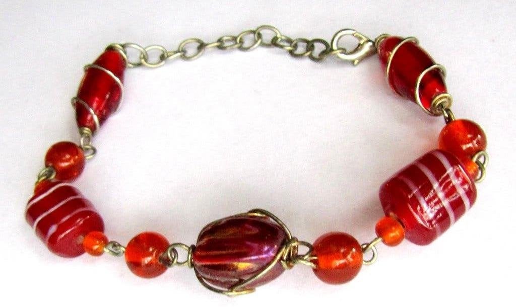 Vintage Prachtige Mille Fiori Murano glas kralen armband, Sieraden, Tassen en Uiterlijk, Armbanden, Verzenden, Zo goed als nieuw