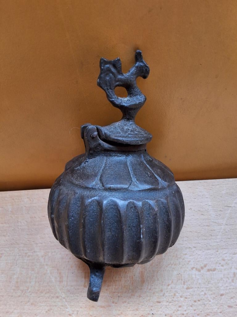 Antiek brons tibetaanse inktpot met haan tibet 13cm hg, Ophalen of Verzenden