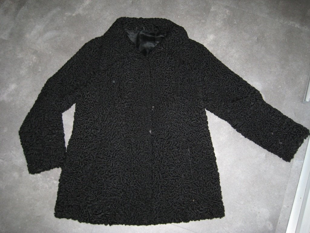 Echte bontjas , zwart , gebruikt  , 40-42, Ophalen of Verzenden, Gedragen, Maat 42/44 (L), Zwart
