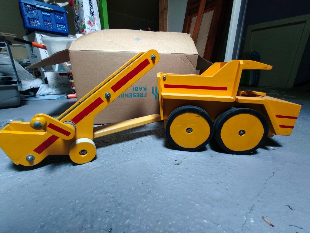 Houten kiepwagen + rolband, Hobby en Vrije tijd, Gebruikt, 1:50 of kleiner, Auto, Ophalen